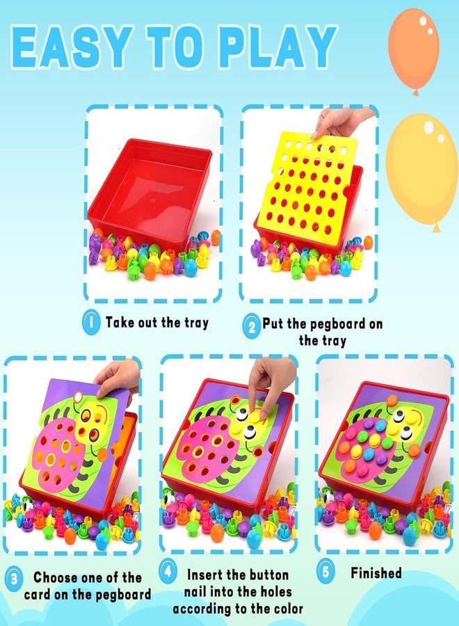 Slipps Button Art Toys for Toddlers 3-5 Years Old,Educational Color Matching Mosaic Pegboard & Fine Motor Skills Game,Early Preschool Learning Crafts Activity for Boys & Girls (Ladybug) - Image 4